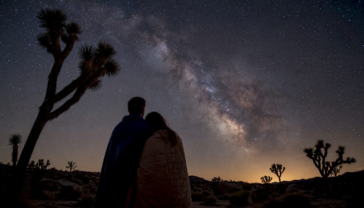 Milky Way over Joshua Tree desert at night