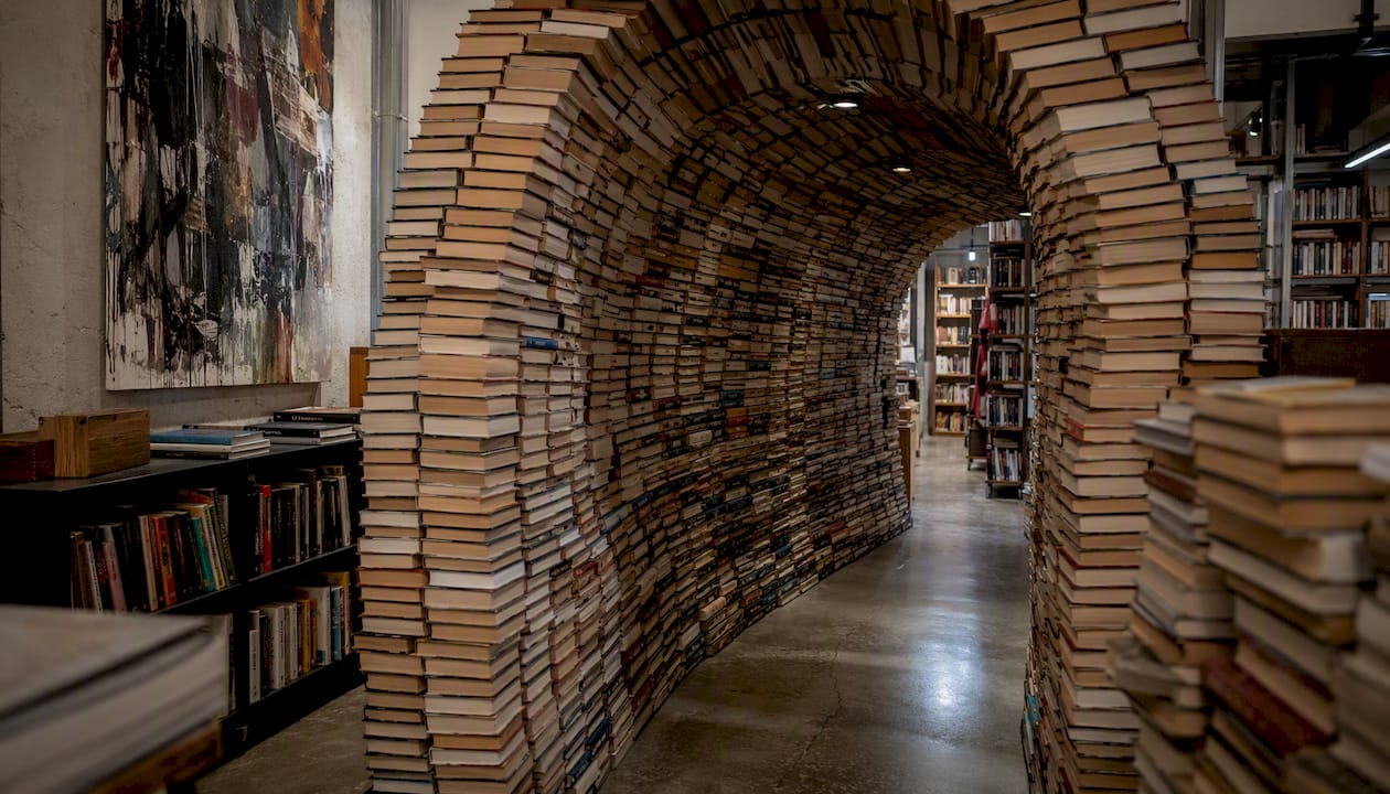 Book tunnel inside The Last Bookstore