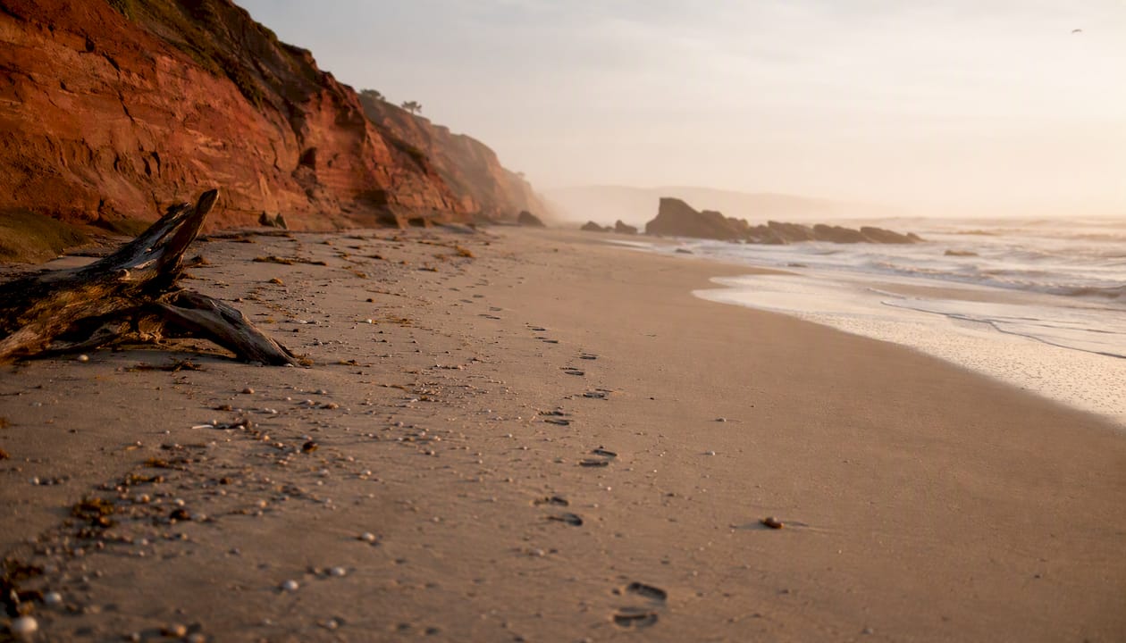 Secluded San Diego beach at sunrise