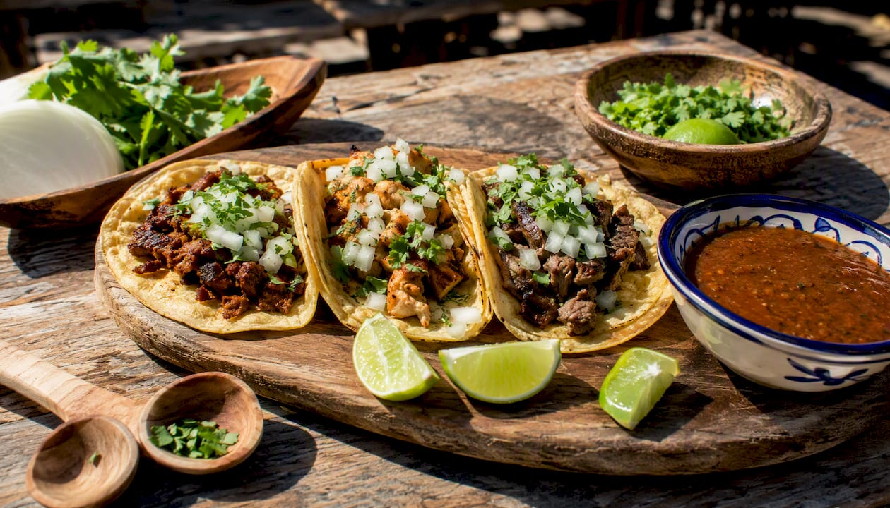 Freshly made Mexican tacos at Santa Barbara taco stand