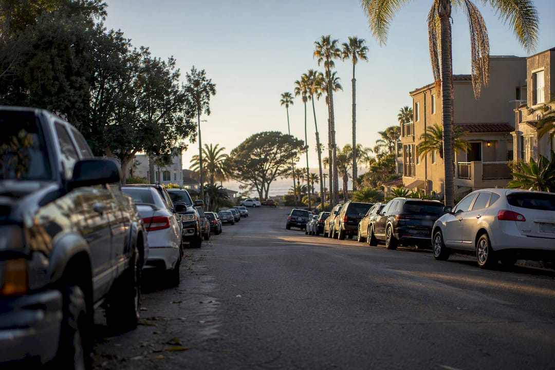 Residential street parking near La Jolla Shores beach