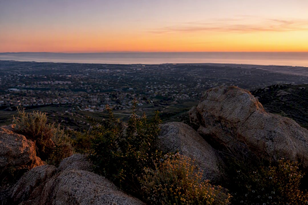 Panoramic sunrise view from Mount Soledad summit