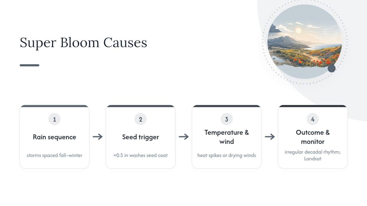 Diagram of super bloom environmental causes