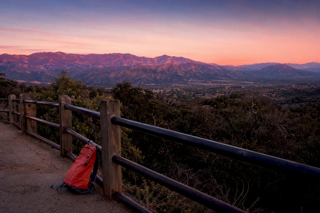 Ojai Valley glowing during the pink moment