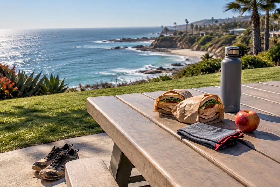 Picnic table overlooking Laguna coastline