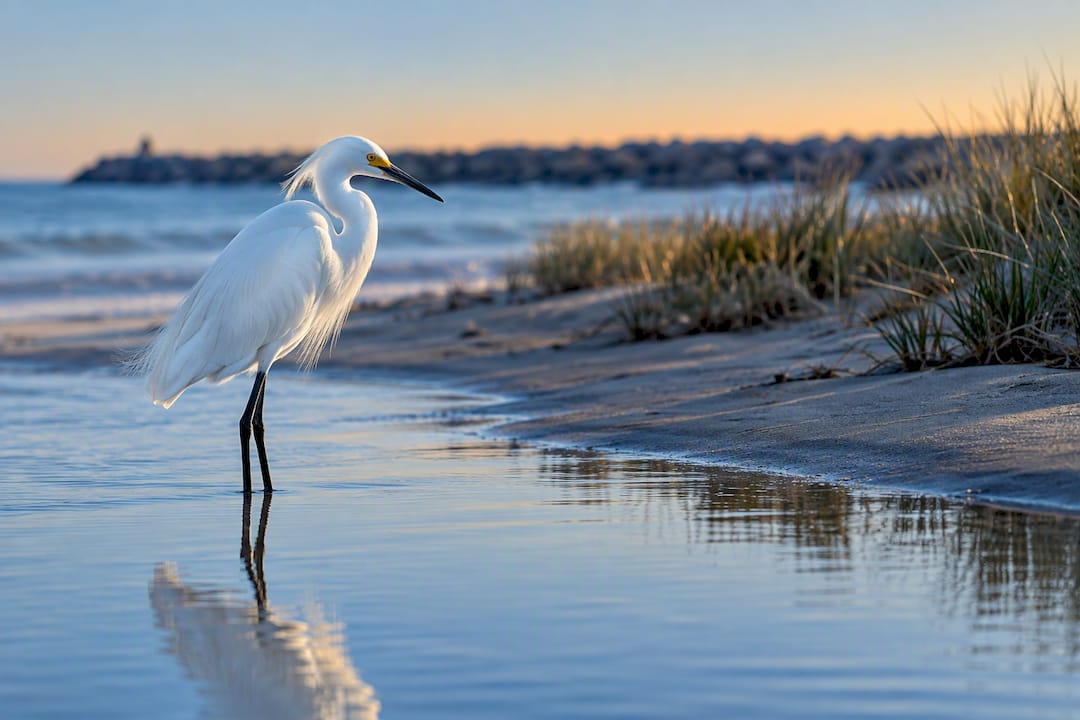 Snowy egret near Seal Beach wildlife refuge