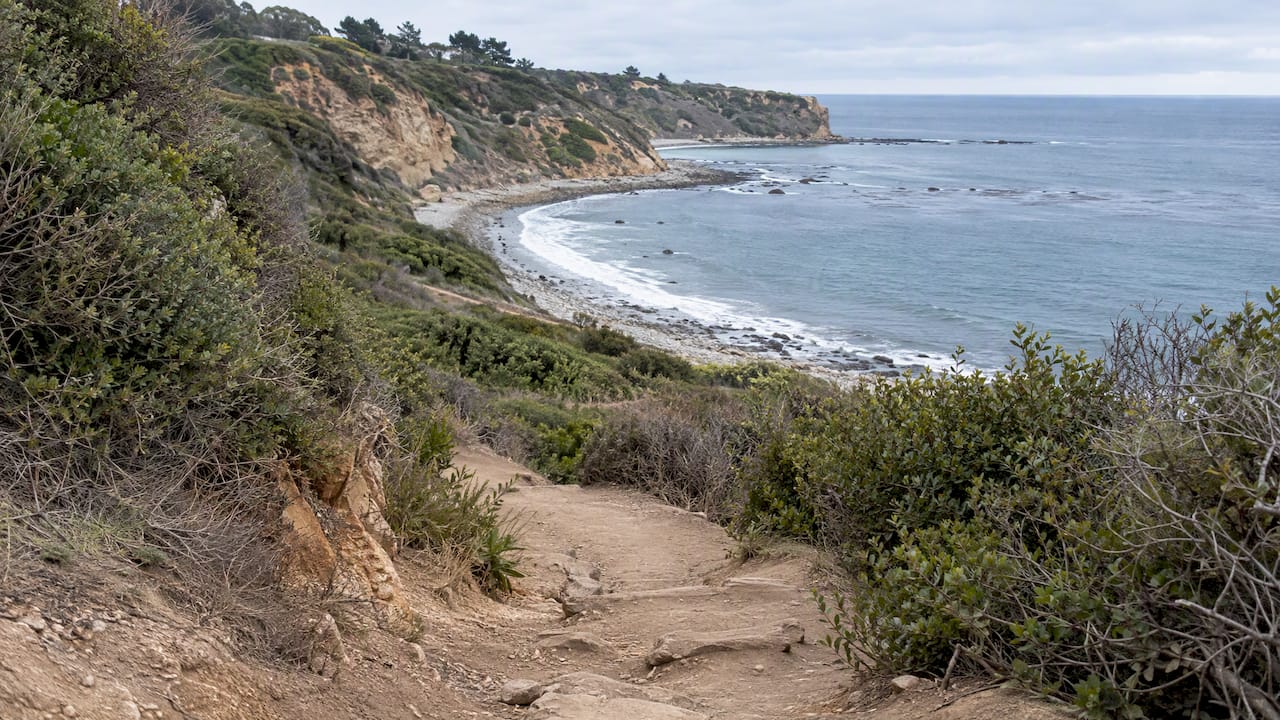 Trail descending toward Abalone Cove beach
