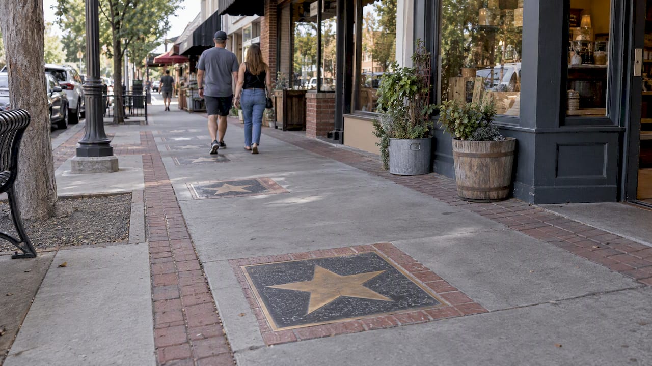 Western Stars plaques along Old Town sidewalk